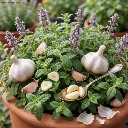 Mäta cesnaková - Menta Species "Garlic" L/ živá bylinka, rastlinka v kvetináči